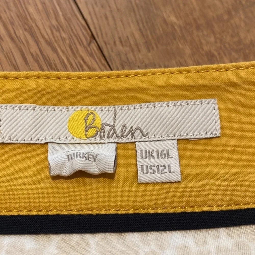 Boden Helena Chino Autumn Gold White Ditsy Floral Print Mini Skirt US 12 LONG